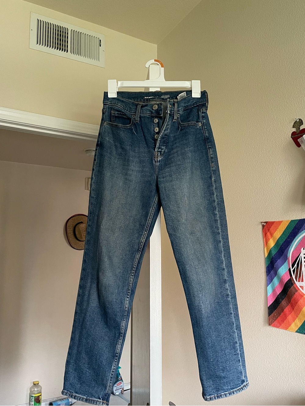 Old Navy Medium Blue High-Rise Straight Jeans